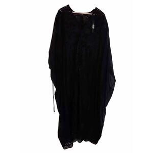 Elie Tahari Elizabeth Caftan Kaftan eyelet silk blend black One Size NWT